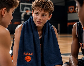 Customized Basketball Towel, Custom Name Embroidered 100% Cotton Gym Towel, Coach Player Personalized Gift