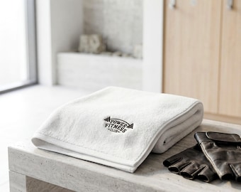 Toalla de gimnasio personalizada bordada, regalo deportivo personalizado, toalla de entrenamiento de lujo de algodón, bordado con diseño de mancuerna