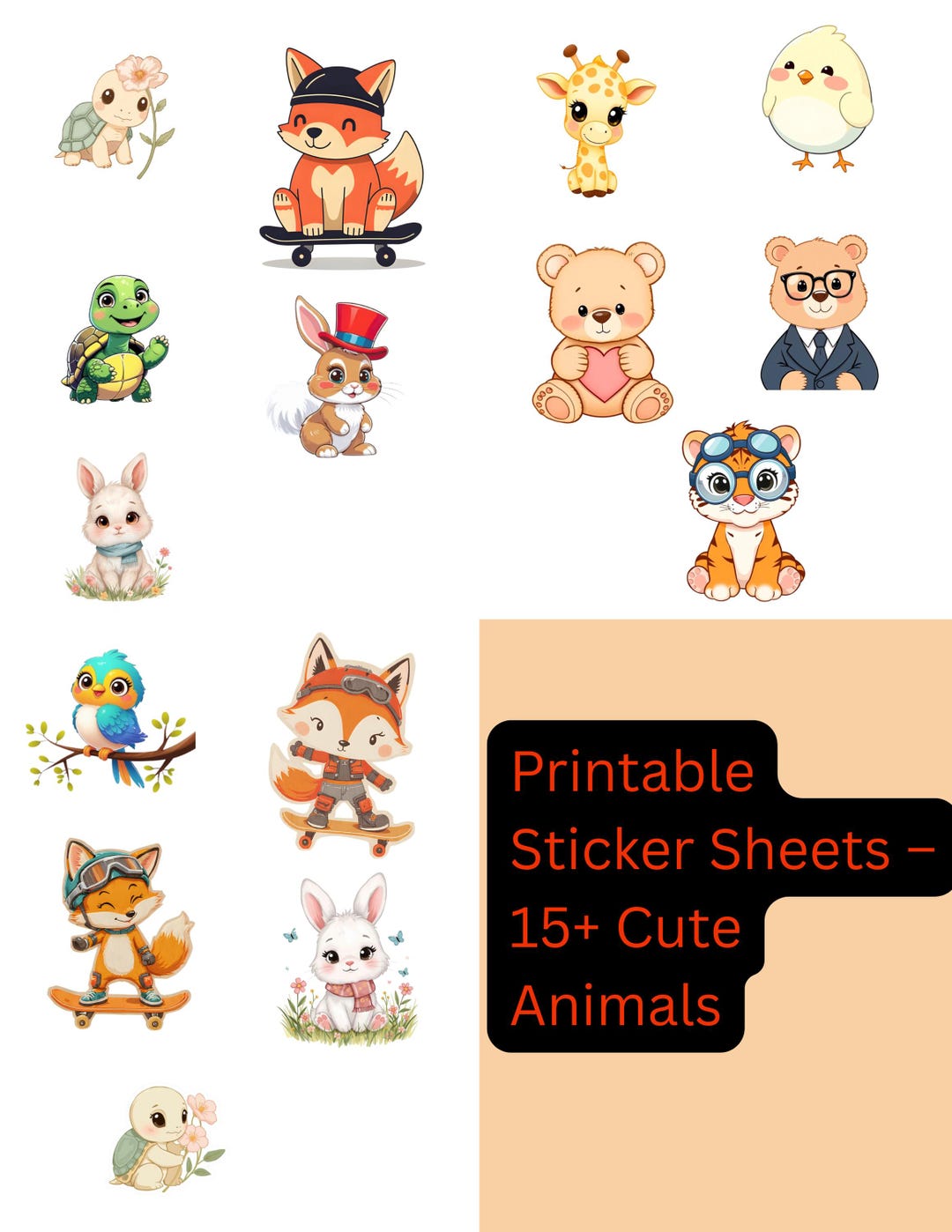 Cute Animal Stickers – Tiger, Bunny, Giraffe & More | Printable Sticker ...