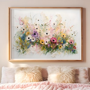 Wildflowers Oil Print, Colorful Floral Wall, Art Summer Meadow Painting, Farmhouse wall Decor, Flowers Oil Print, Gift for Her