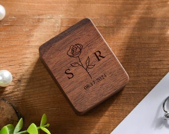 Wooden Engagement Ring Box,Custom Engraving Available Ring box,Elegant For Proposal Gift,Ring Box Holder, 3 Slots Ring Box,Wedding Ring Box