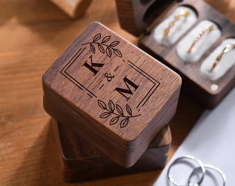 Wooden Engagement Ring Box,Custom Engraving Available Ring box,Elegant For Proposal Gift,Ring Box Holder, 3 Slots Ring Box,Wedding Ring Box