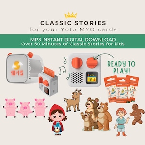 Tarjetas Yoto de Historias Infantiles Clásicas MYO con descarga instantánea. Archivos disponibles al instante, listos para disfrutar en tu Yoto. Ideales para Yoto y Tonies.