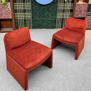 Handmade Modern Lounge Chair: Burnt Orange Velvet Accent Armchair