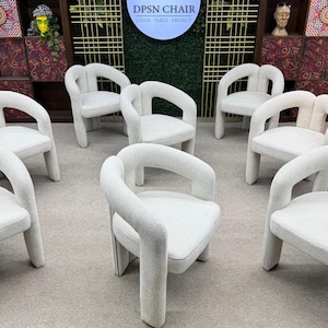 Modern Bouclé Accent Chair Handmade Lounge Chair Cozy Upholstered Armchair Minimalist Scandinavian Furniture Living Room Seating Comfort