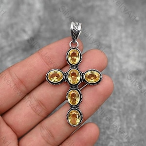 Citrine Pendant, Citrine Gemstone, Bohemian Jewelry Handmade 925 Sterling Silver Jewelry Christmas Gifts Pendant Jewelry For Wedding