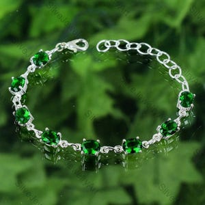 Chrome Diopside Gemstone Bracelet, 925 Sterling Silver Bracelet, Diopside Gemstone Bracelet, Handmade Silver Jewelry Bracelet, Gift For Her
