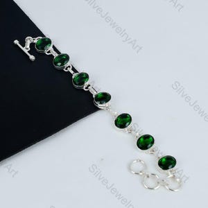 Chrome Diopside Gemstone Bracelet, 925 Sterling Silver Bracelet, Diopside Gemstone Bracelet, Handmade Silver Jewelry Bracelet, Gift For Her