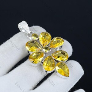 Citrine Pendant, Citrine Gemstone, Bohemian Jewelry Handmade 925 Sterling Silver Jewelry Christmas Gifts Pendant Jewelry For Wedding