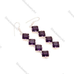 Amethyst Gemstone Sterling silver Earring-925 Silver Earring-handmade Earring-Stud Earring-Amethyst silver Earring jewelry For Birthday Gift