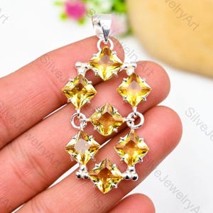 Citrine Pendant925 Sterling Silver Pendant Citrine Gemstone Pendant Handmade Pendant  Citrine  Anniversary Gifts For Mom