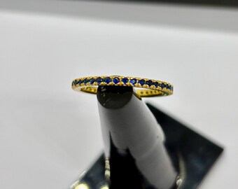 Anillo de plata con zafiro azul, plata de ley 925, anillo con piedras preciosas y anillo de compromiso, regalo para ella.