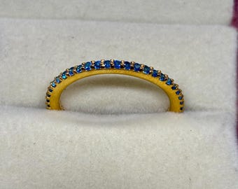 Anillo de plata con topacio azul, plata de ley 925, anillo con piedras preciosas y anillo de compromiso, regalo para ella.