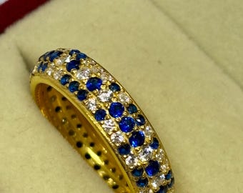 Anillo de plata con zafiro azul, plata de ley 925, anillo con piedras preciosas y anillo de compromiso, regalo para ella.