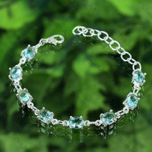 Aquamarine  Gemstone Bracelet, 925 Sterling Silver Bracelet, Aquamarine Gemstone Bracelet, Handmade Silver Jewelry Bracelet, Gift For Her