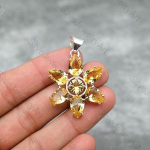 Citrine Pendant, Citrine Gemstone, Bohemian Jewelry Handmade 925 Sterling Silver Jewelry Christmas Gifts Pendant Jewelry For Wedding