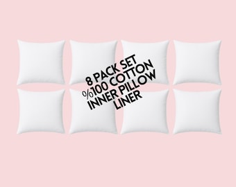 Cotton Pillow Inner Cover Set of 8 | Zippered Washable Inserts