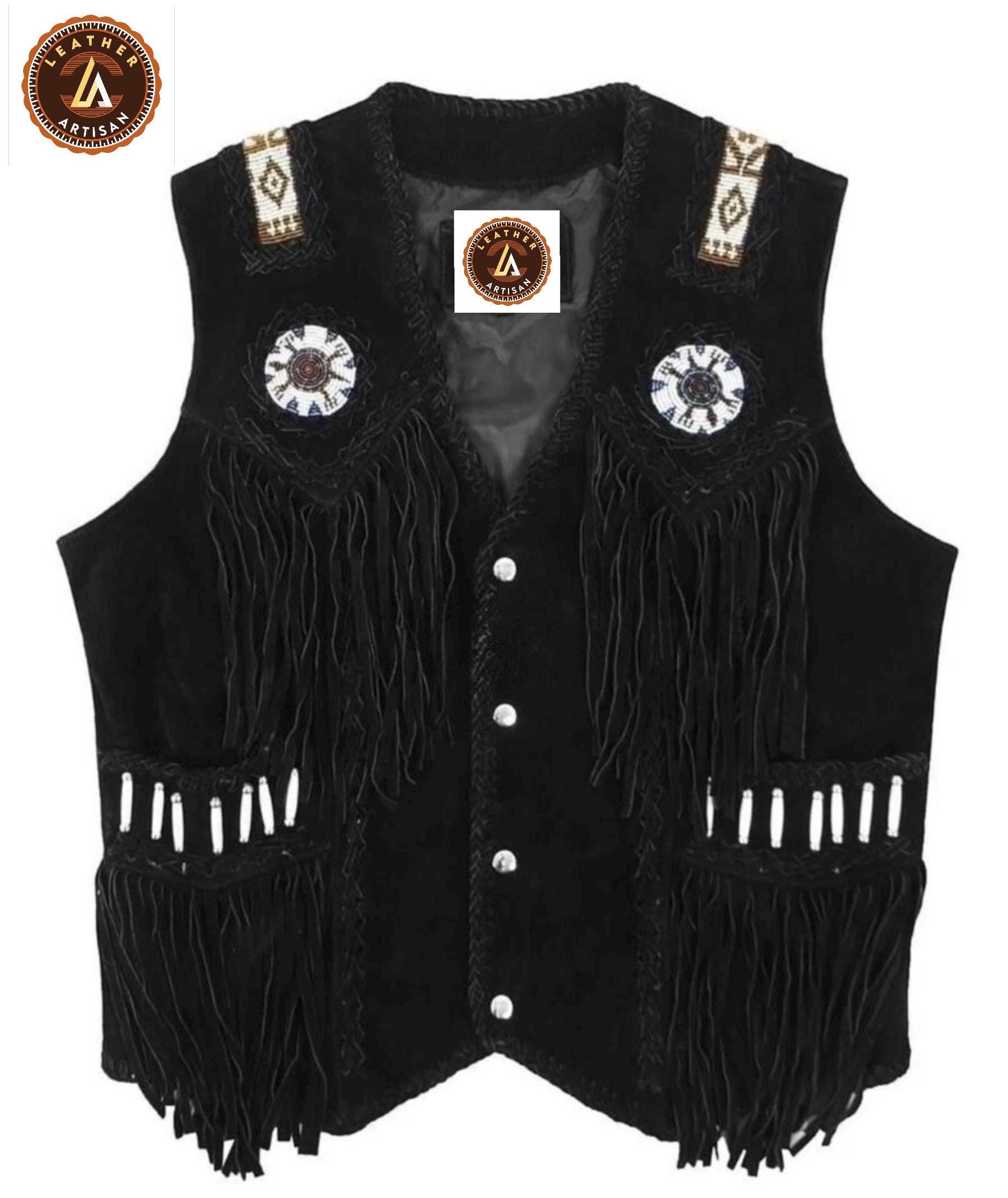 Tobysper Gilet En Daim Pour Homme à Franges - Veste Western Vintage Sans Manches Style Cowboy