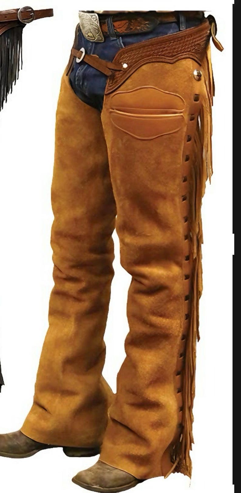 Handmade Suede Leather Chaps: Western Horse Riding Pants image 3