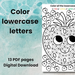 Letras para colorear, Hojas de trabajo de verano, Reconocimiento de letras, Imprimibles para educación en casa, Hojas para colorear para niños en edad preescolar