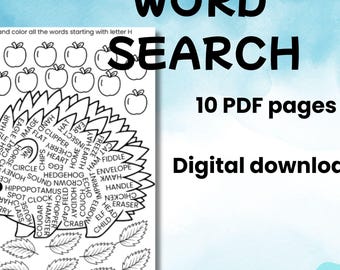 Preschool Word Search Printable – Easy Reading & Literacy Worksheets for Kindergarten – Kids Puzzle Activity PDF