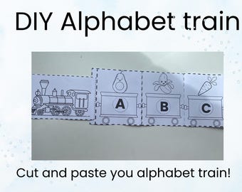 Treno dell'alfabeto stampabile - Attività di riconoscimento delle lettere ABC per la scuola materna e l'asilo - PDF colorato per l'apprendimento dell'alfabetizzazione