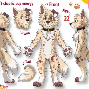 Hoja de referencia furry personalizada: hoja de referencia de fursona, comisión de arte furry, hoja de referencia anthro, adopción furry
