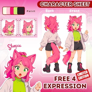 Aangepast referentieblad, tekenblad, personagecommissie, Vtuber-model, harig referentieblad, anime-commissie, Vroid, 3D-model, Vrchat