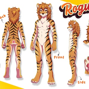Referentieblad voor een Furry op maat: Fursona-referentieblad, Furry-kunstopdracht, Fursona-opdracht, Antropomorf referentieblad, Furry-adoptie