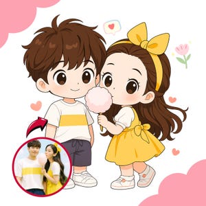 Custom Kawaii Portrait, Couple Portrait, Chibi Kawaii, Chibi Character, Chibi portrait, Chibi Emotes, Chibi Pngtuber, Personalized Gift