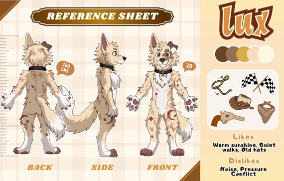 Custom Furry Reference Sheet: Fursona Ref Sheet, Anthro Reference sheet, Furry adopt, Furry art