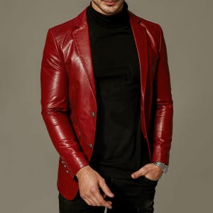 Handmade Men Genuine Soft Lambskin Leather Blazer Jacket Party Coat Premium Leather Blazer Jacket Coat Leather Blazer Coat