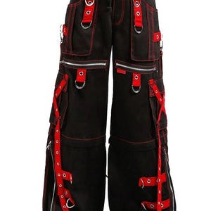 ゴシックチェーンパンツ レッド スーパーストラップ メンズ/レディース ファッションパンツ
