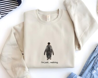 Nihilist Penguin Sweatshirt, Hand-Drawn Illustration, Herzog Documentary Inspired