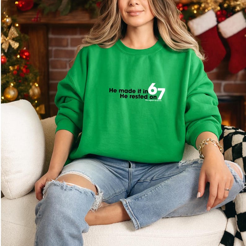 Original Six Seven T-Shirt | Genesis 1-2 Creation Story Six/Seven Meme Tee image 12