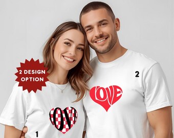 Valentine Sweatshirt, Retro LOVE Heart Crewneck, Minimal Love Letter Sweater, Galentine & Couple Matching