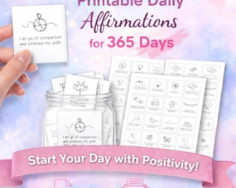 365 Daily Affirmation Cards | Printable Self Care Quotes (PDF)