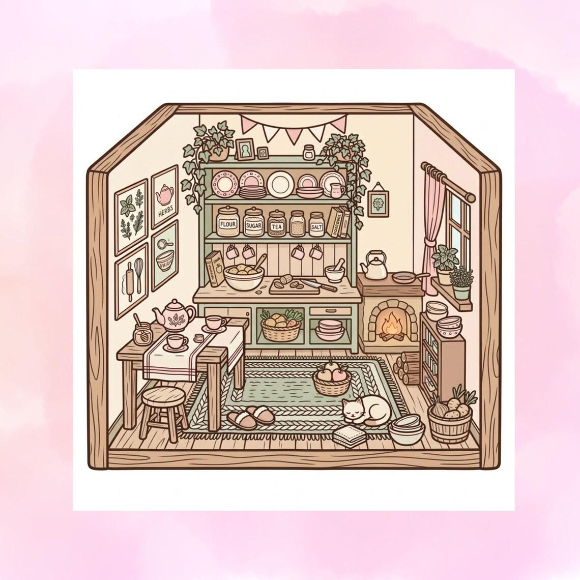 20 Kawaii Cozy Home Coloring Book – Hygge Interior Scenes (PDF, PNG) - Etsy