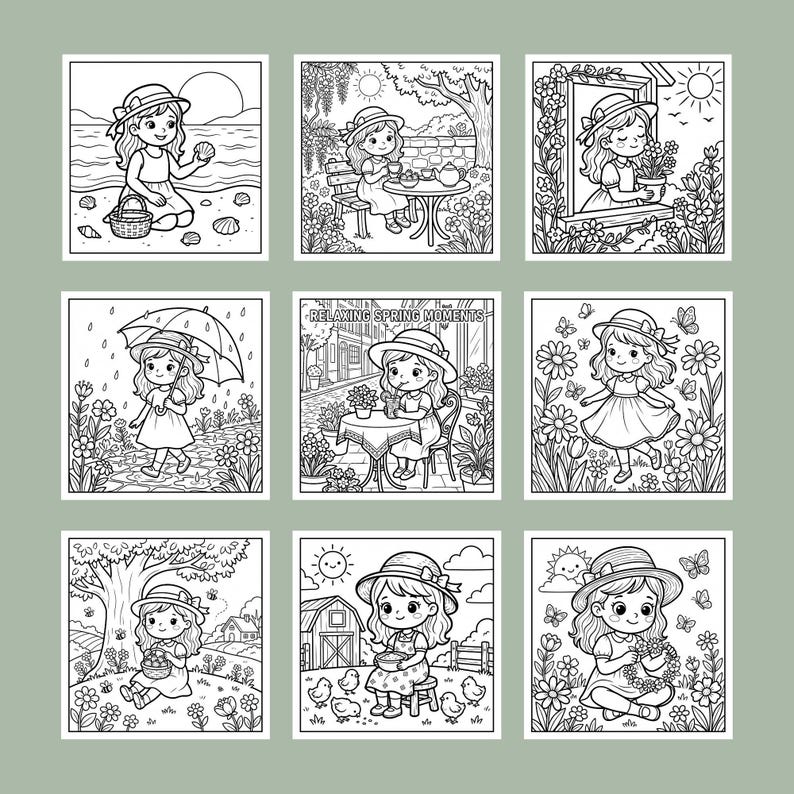 55 Cozy Spring Girl Coloring Pages – Relaxing Moments, Bold Designs ...