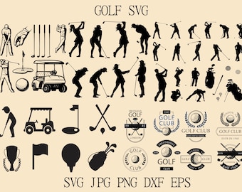 Pakiet Golf SVG, Golf Monogram SVG, Split Monogram SVG, Ramka nazwy golfa, Golf Club SVG, Golf Ball SVG, Pliki do cięcia dla Cricut i Silhouette