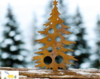 Bronze Christmas Tree Garden Stake, Wrought Iron Yard Art