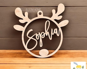 Personalized Wooden Christmas Ornament, Laser Cut Bauble
