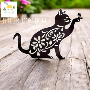 Estaca de gato para jardín, estaca de metal, estaca decorativa para jardín, decoración de metal para jardín, decoración de jardín exterior, decoración de jardín, estaca decorativa para jardín