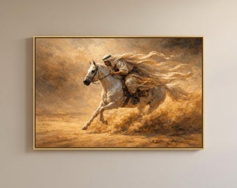 Arabian Horse Wall Art, Majestic Desert Rider Oil Painting