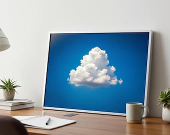 Blue Sky Cloud Print | Modern Minimalist Nature Photography (Digital Download)