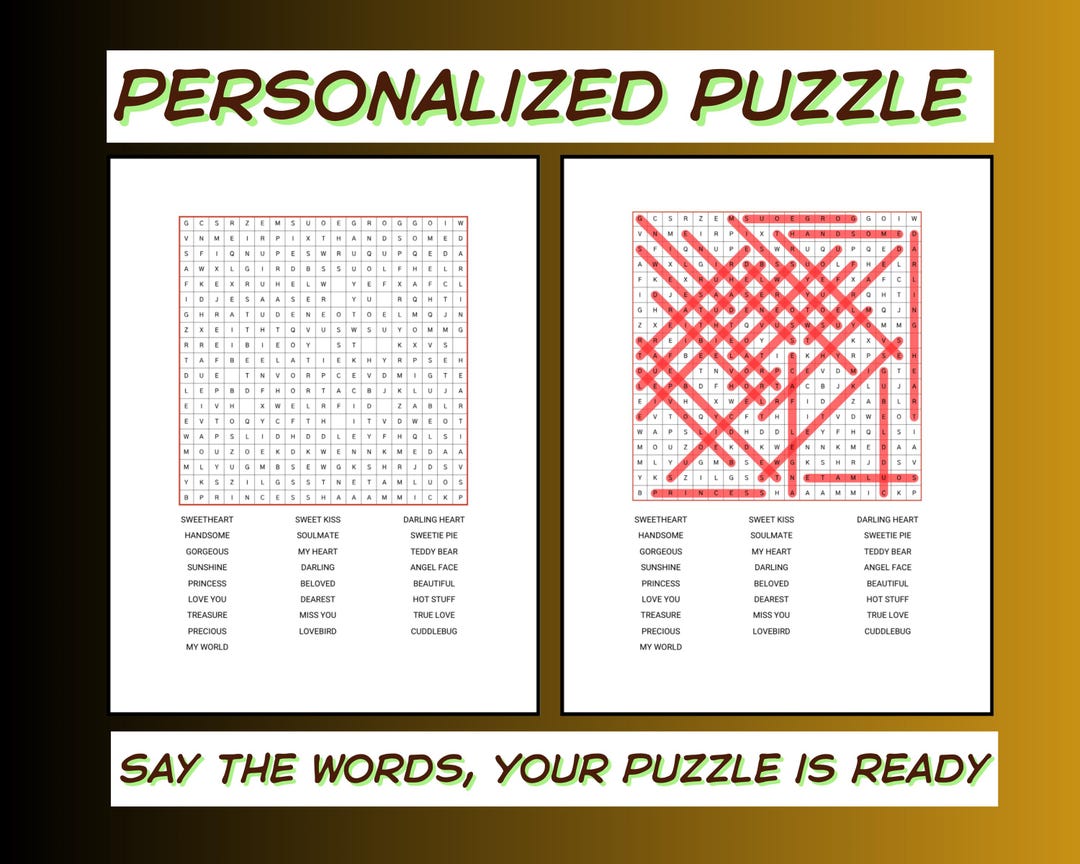 Custom Word Search Puzzle | Personalized Word Game PDF | Printable ...