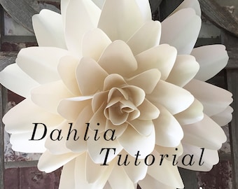 Downloadable Dahlia Paper Flower Tutorial, Template, & Video Instructions, DIY Wedding Paper Flower Backdrop, Photo Backdrop, Nursery Decor