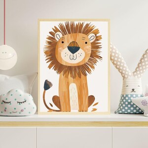 Affiche du roi lion de la jungle, décoration de chambre de bébé, art mural, planètes mignonnes, art mural pour chambre d'enfants, beaux amis, art mural de chambre d'enfants, photo de lion