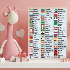 Länder UndIhre FlaggenPoster KinderKinderkalender WandKunst Vorschuldruck Kleinkind Lernposter Länder Kinderzimmer Druck KindergartenSchuleWandbild