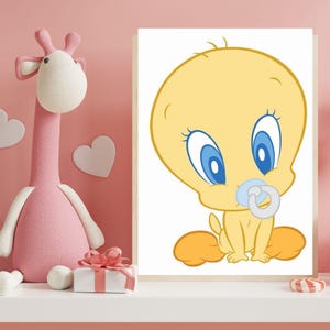 Poster Titi, décoration de chambre de bébé, art mural, planètes mignonnes, art mural pour chambre d'enfants, beaux amis, art mural pour chambre d'enfants, TweetyBabypicture